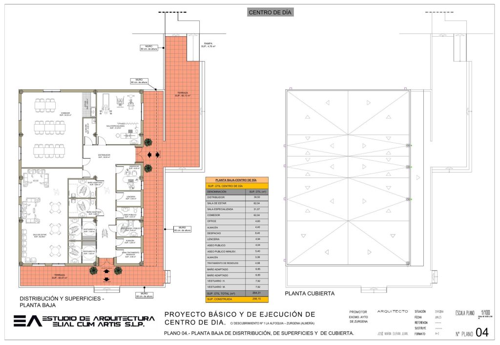 Plano de planta de distribución del Centro de Día de La Alfoquía (Zurgena)