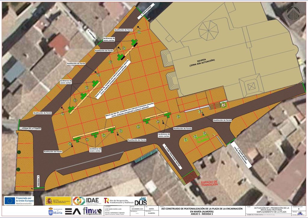 Plano de ordenación de la Plaza de la Encarnación de María, proyecto de peatonalización