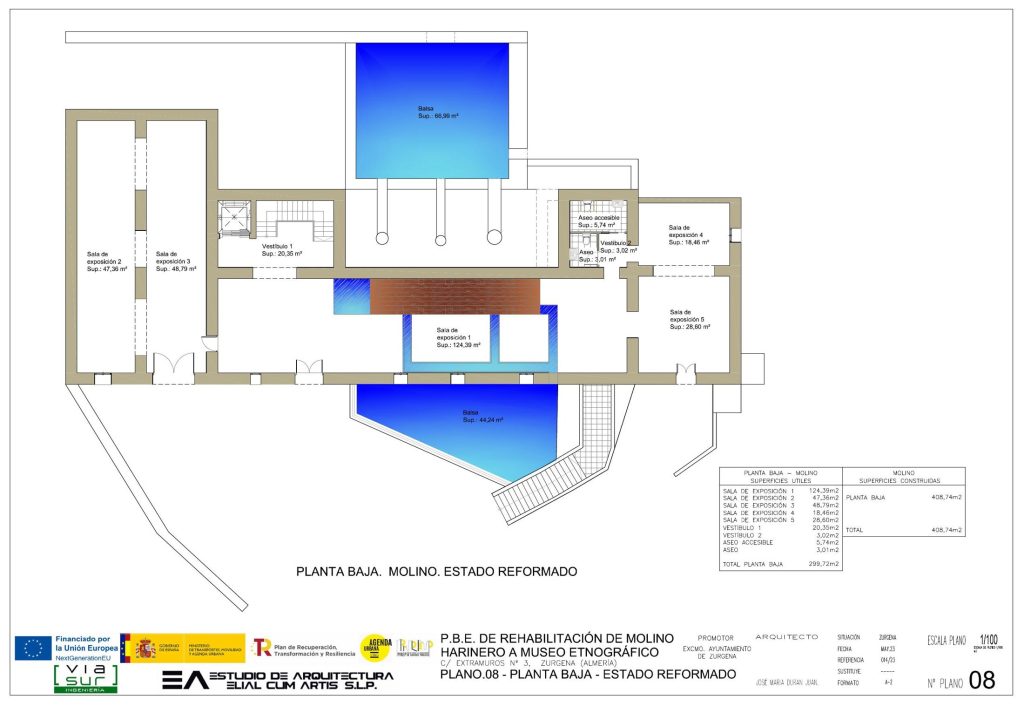Plano de planta baja del Molino harinero de Zurgena, estado reformado